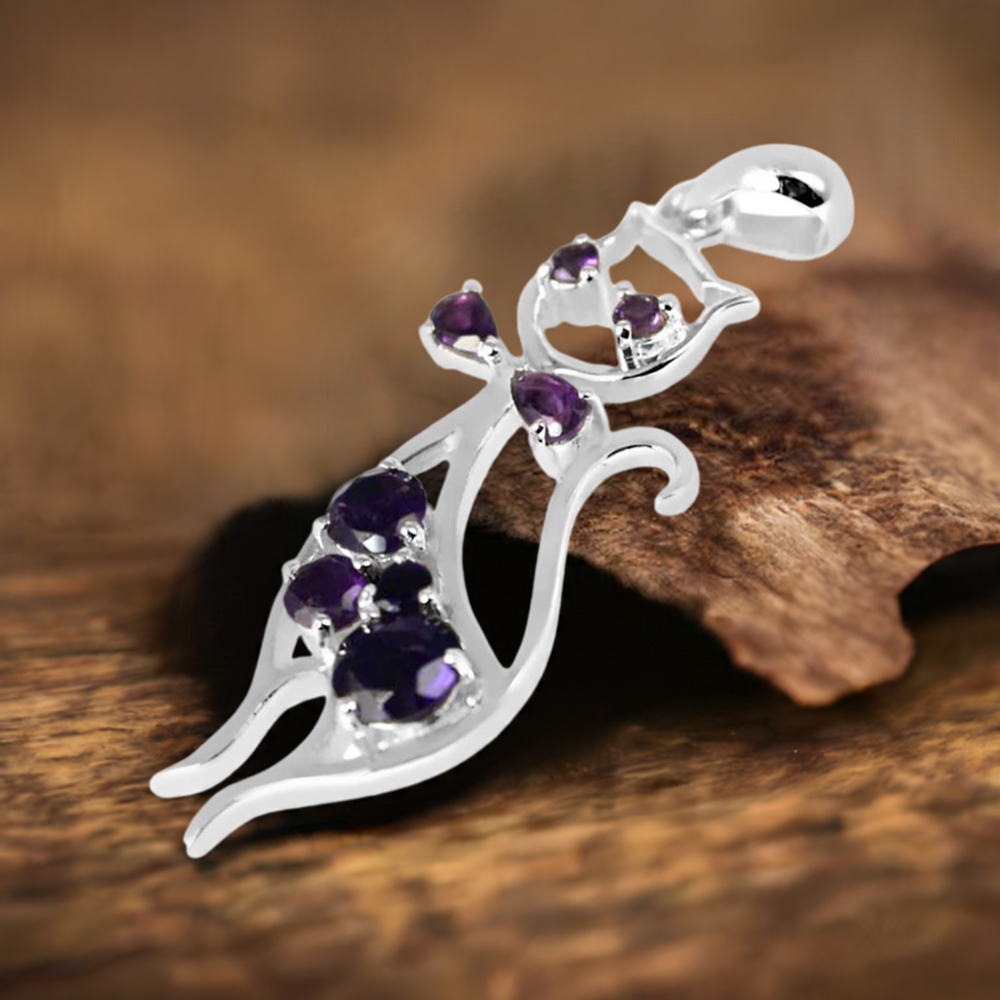 Amethyst Gemstone Pendants In Fine Sterling Silver Jewelry 925SP244-3