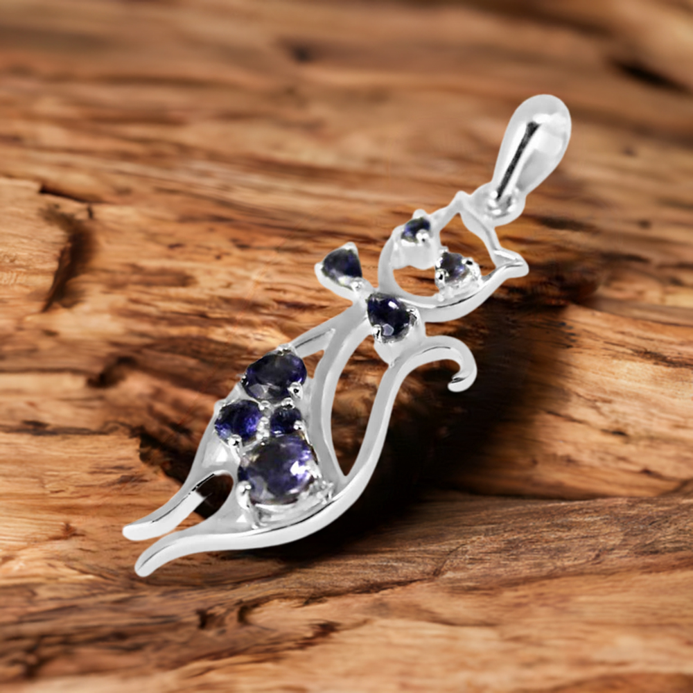 Iolite Gemstone Pendants In 925 Fine Silver Jewelry 925SP244-5
