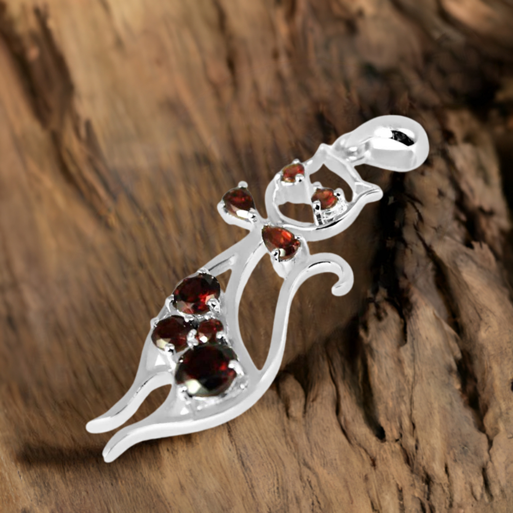 Garnet Gemstone Handmade Pendants In 925 Sterling Silver Jewelry 925SP244-6