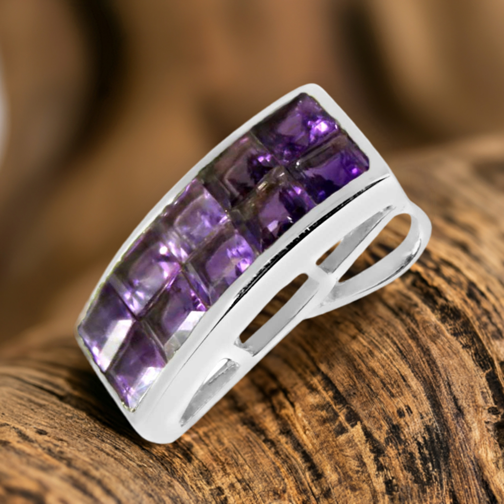 925 Solid Silver Pendants In Amethyst Gemstone Jewelry 925SP245-8