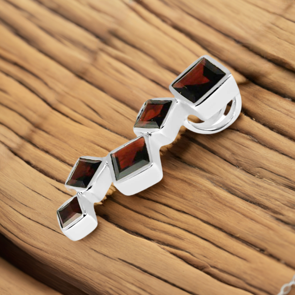 Solid Sterling Silver Handmade Pendants In Garnet Gemstone Jewelry 925SP246-3