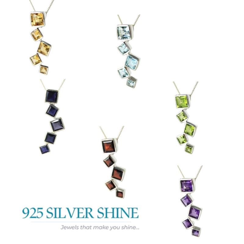 Solid Sterling Silver Handmade Pendants In Garnet Gemstone Jewelry 925SP246-3_2