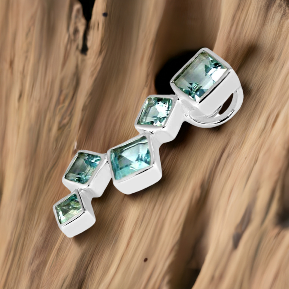 Fine Sterling Silver Pendants In Blue Topaz Gemstone Jewelry 925SP246-4