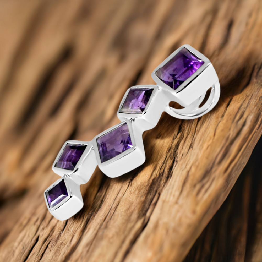 925 Solid Silver Pendants In Amethyst Gemstone Jewelry 925SP246-5