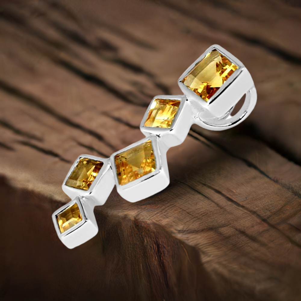 925 Fine Silver Pendants In Citrine Gemstone Jewelry 925SP246-6