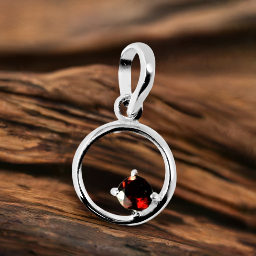 Fine Sterling Silver Pendants In Garnet Gemstone Jewelry 925SP247-3