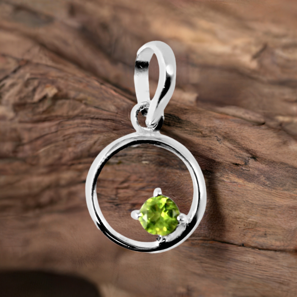 925 Fine Silver Pendants In Peridot Gemstone Jewelry 925SP247-5