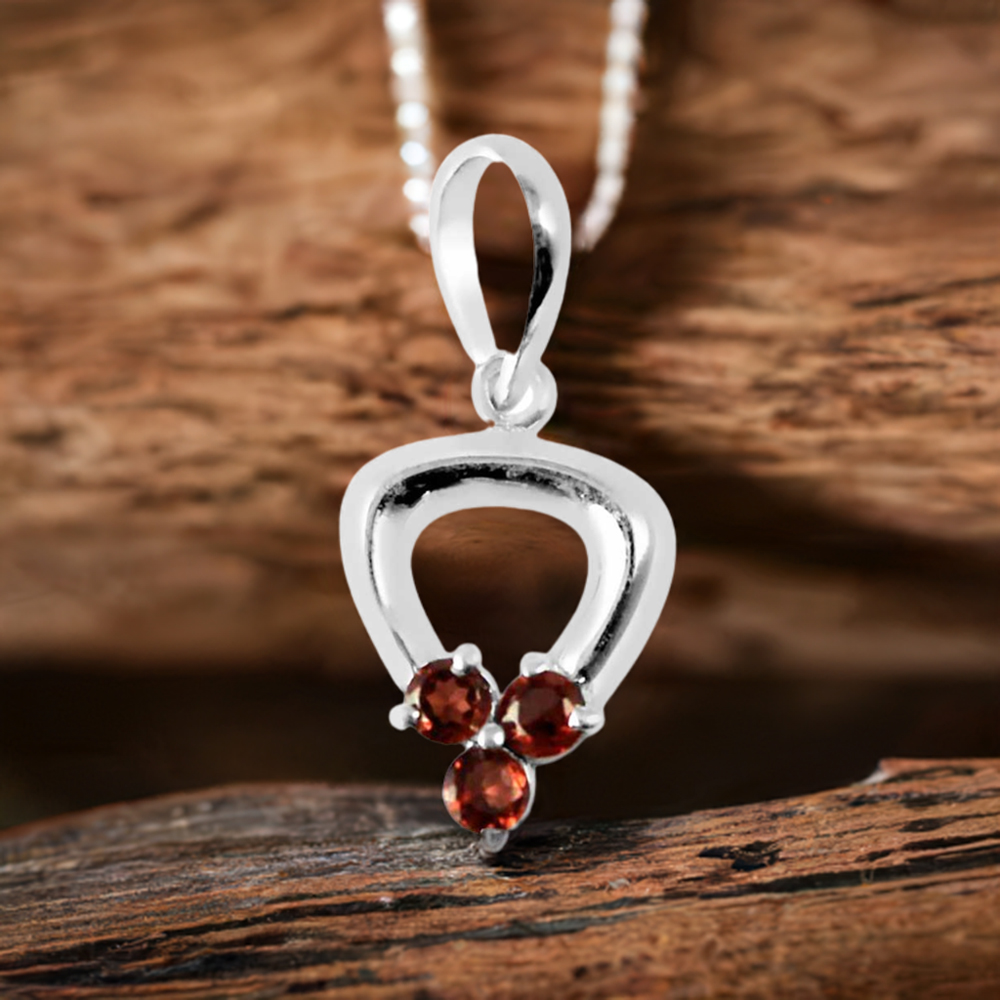 Fine Sterling Silver Pendants In Garnet Gemstone Jewelry 925SP248-2