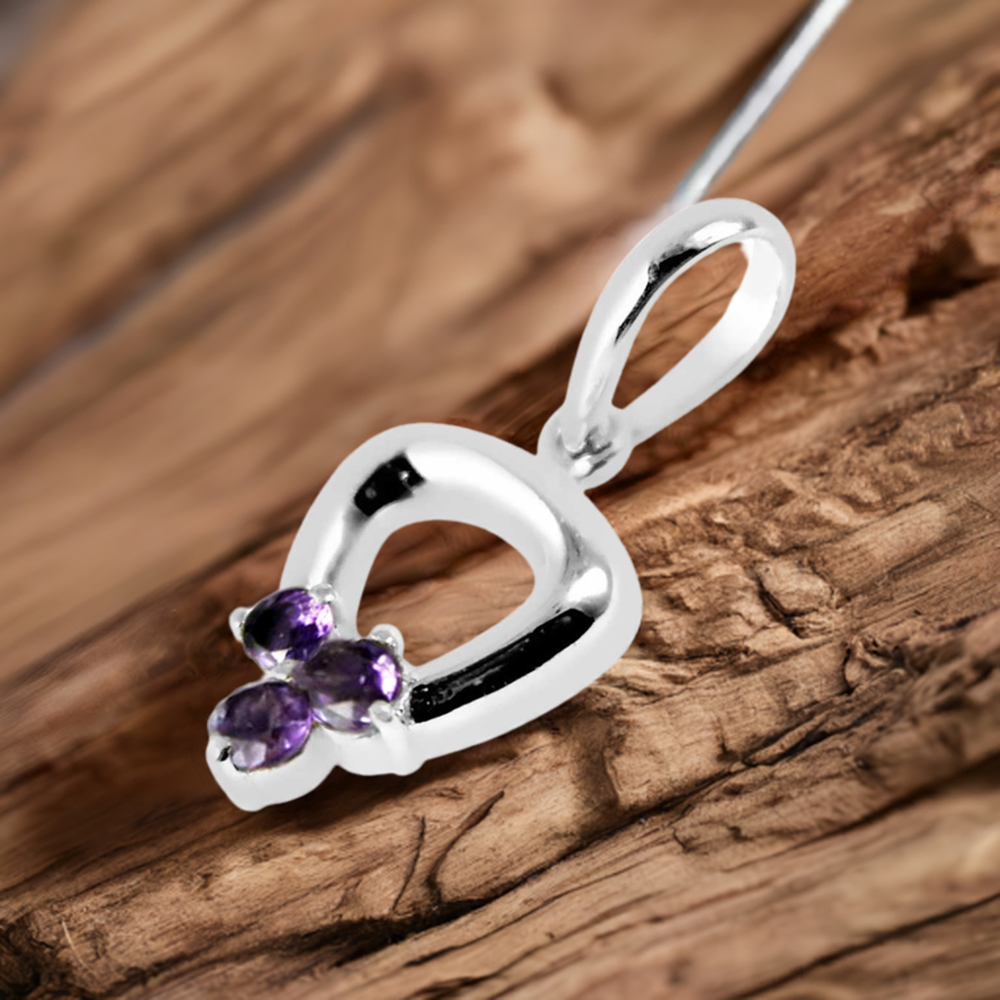 925 Solid Silver Pendants In Amethyst Gemstone Jewelry 925SP248-3