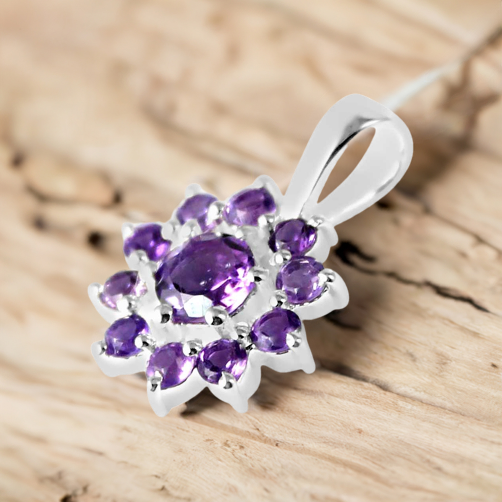 Amethyst Gemstone Pendants In Fine Sterling Silver Jewelry 925SP250-11