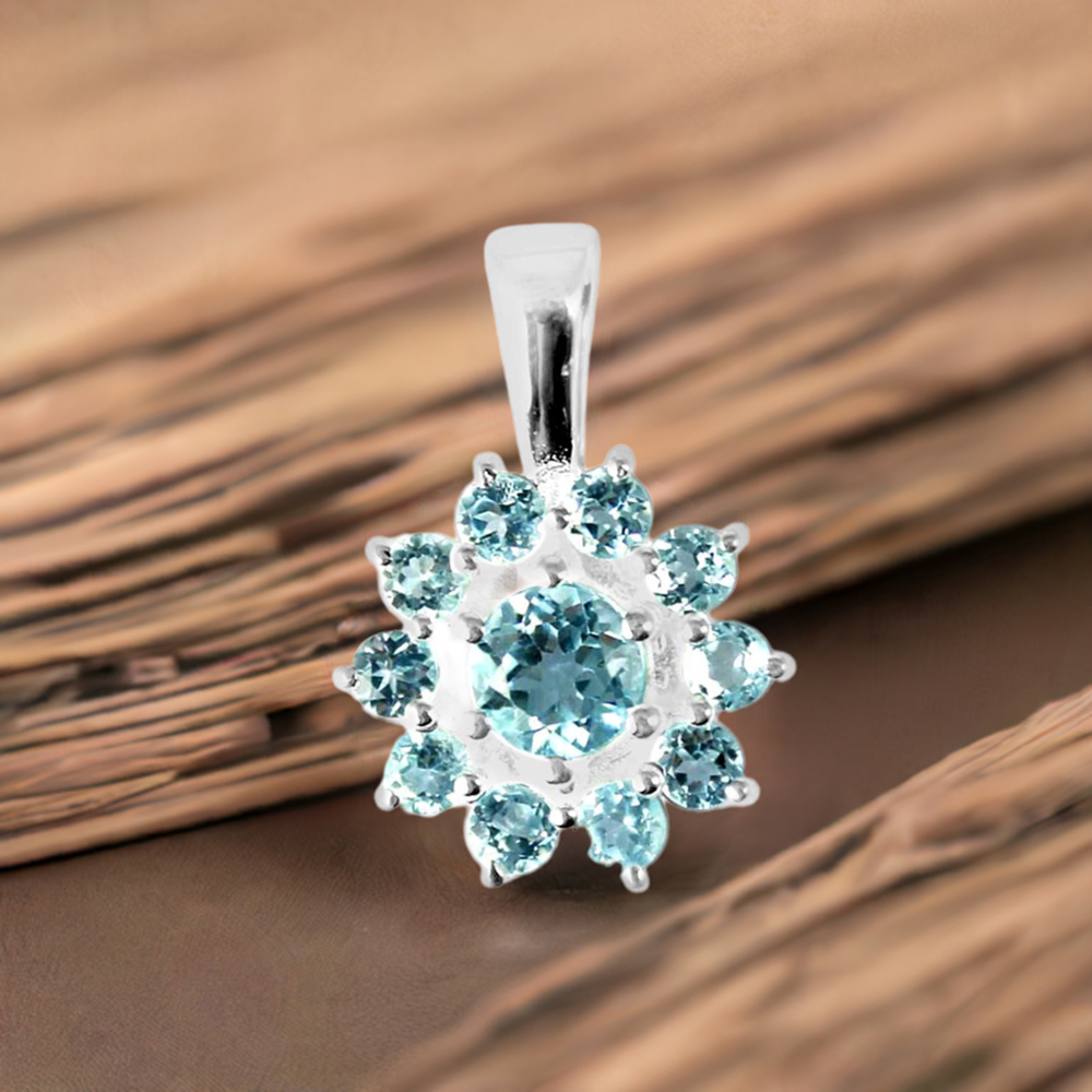 Blue Topaz Gemstone Pendants In 925 Fine Silver Jewelry 925SP250-3