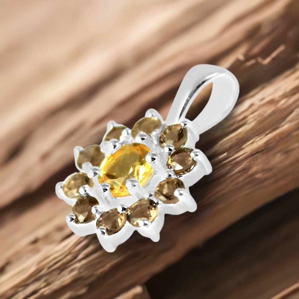 Citrine & Smokey Gemstone Handmade Pendants In Solid Sterling Silver Jewelry 925SP250-5