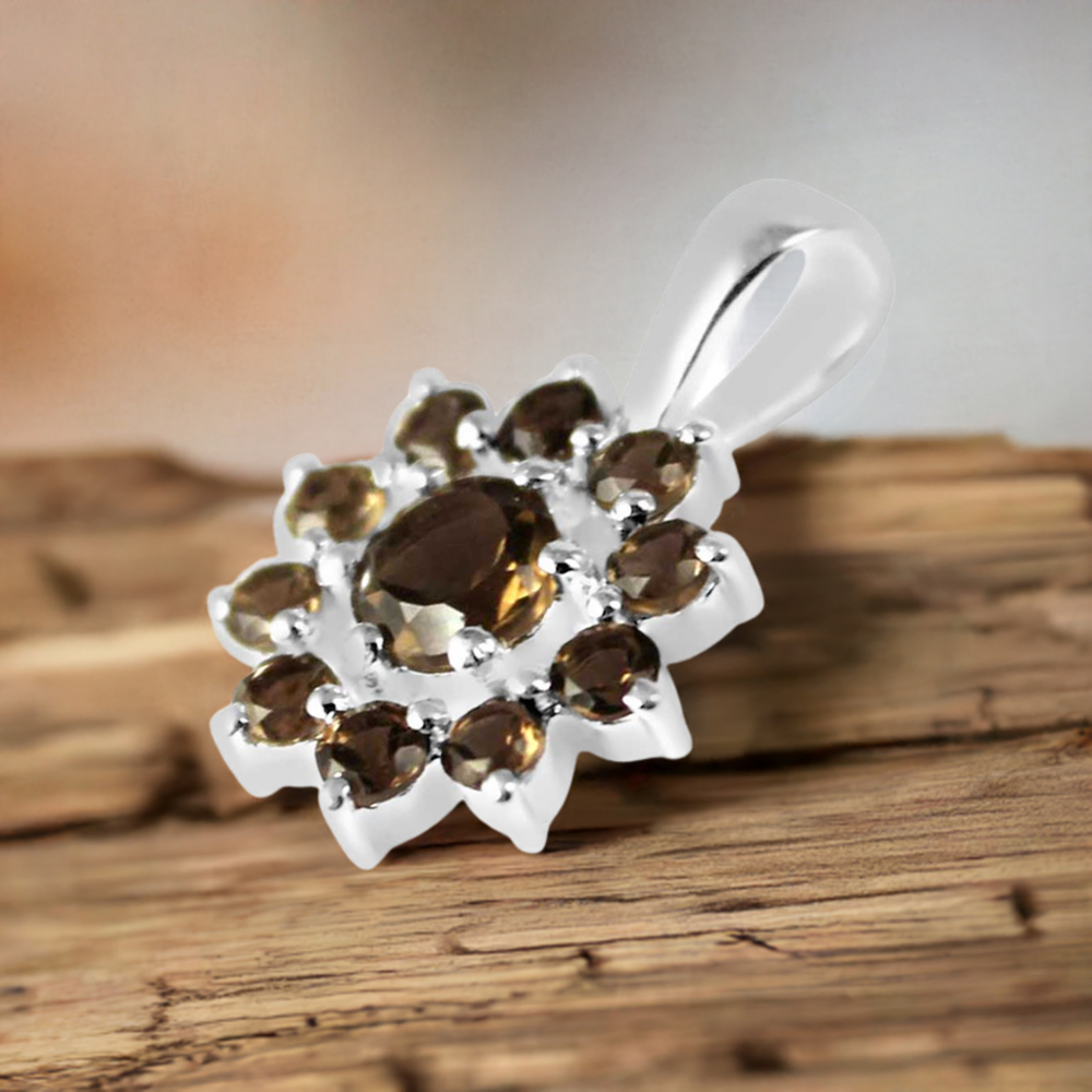 Smokey Gemstone Pendants In Fine Sterling Silver Jewelry 925SP250-6