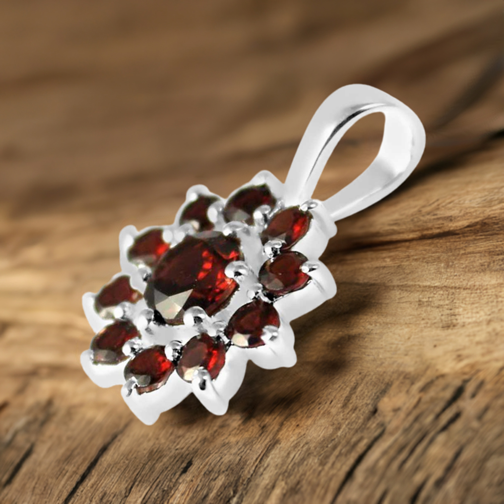 Garnet Gemstone Pendants In 925 Fine Silver Jewelry 925SP250-8