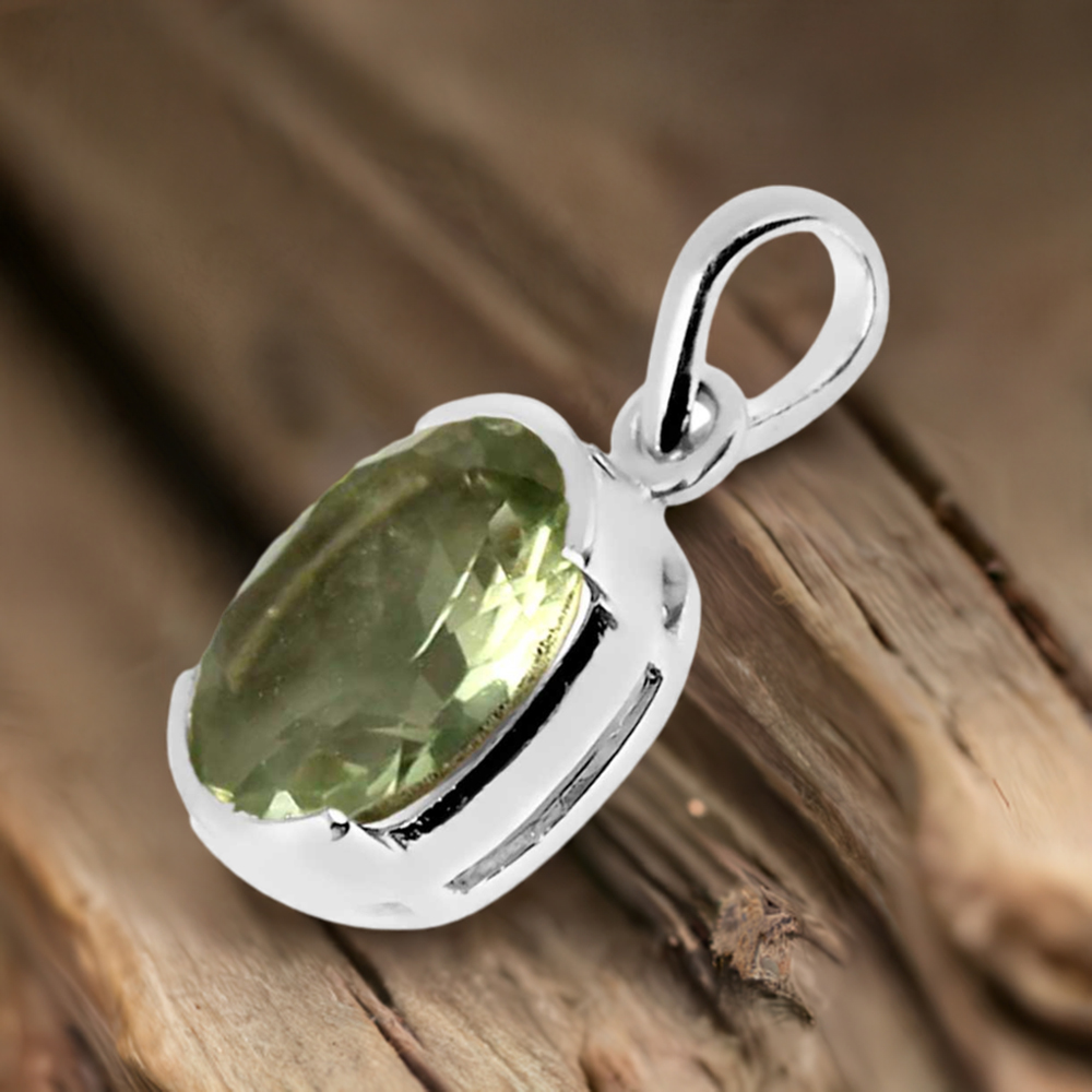 Green Amethyst Gemstone Handmade Pendants In Solid Sterling Silver Jewelry 925SP251-3