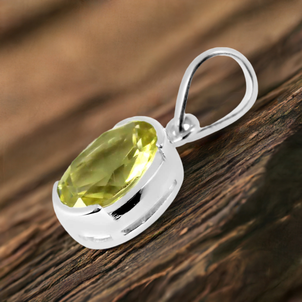 Lemon Quartz Gemstone Pendants In 925 Fine Silver Jewelry 925SP251-6