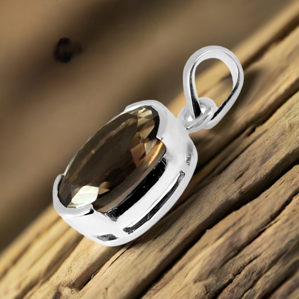 Smokey Gemstone Handmade Pendants In 925 Sterling Silver Jewelry 925SP251-7