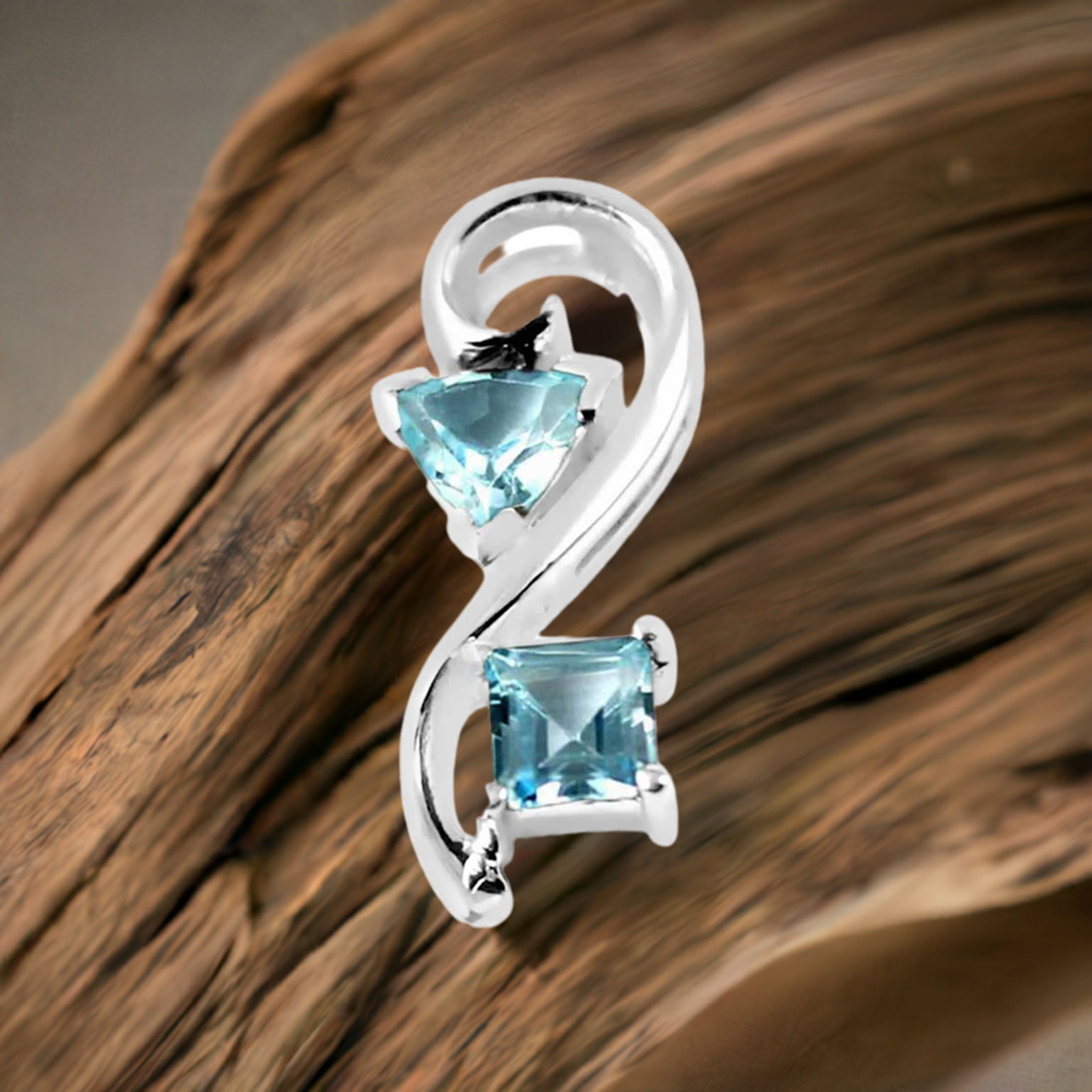 925 Sterling Silver Handmade Pendants In Blue Topaz Gemstone Jewelry 925SP253-4