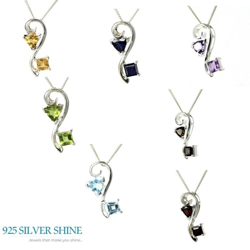 925 Sterling Silver Handmade Pendants In Blue Topaz Gemstone Jewelry 925SP253-4_2