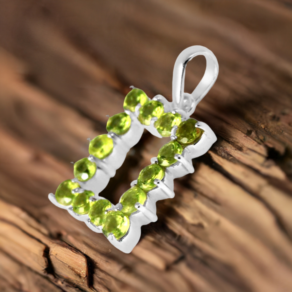 925 Solid Silver Pendants In Peridot Gemstone Jewelry 925SP255-4