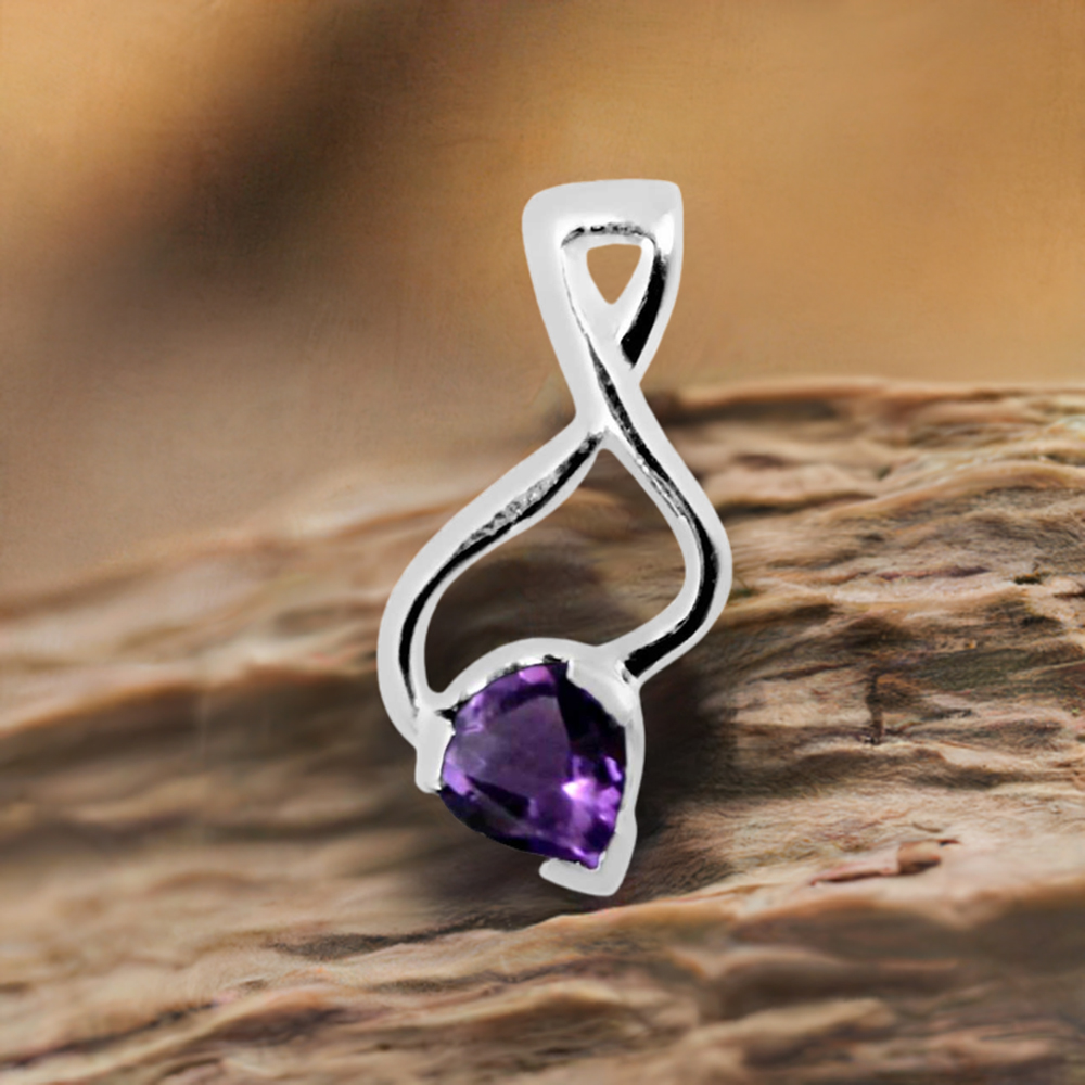 Solid Sterling Silver Handmade Pendants In Amethyst Gemstone Jewelry 925SP256-1