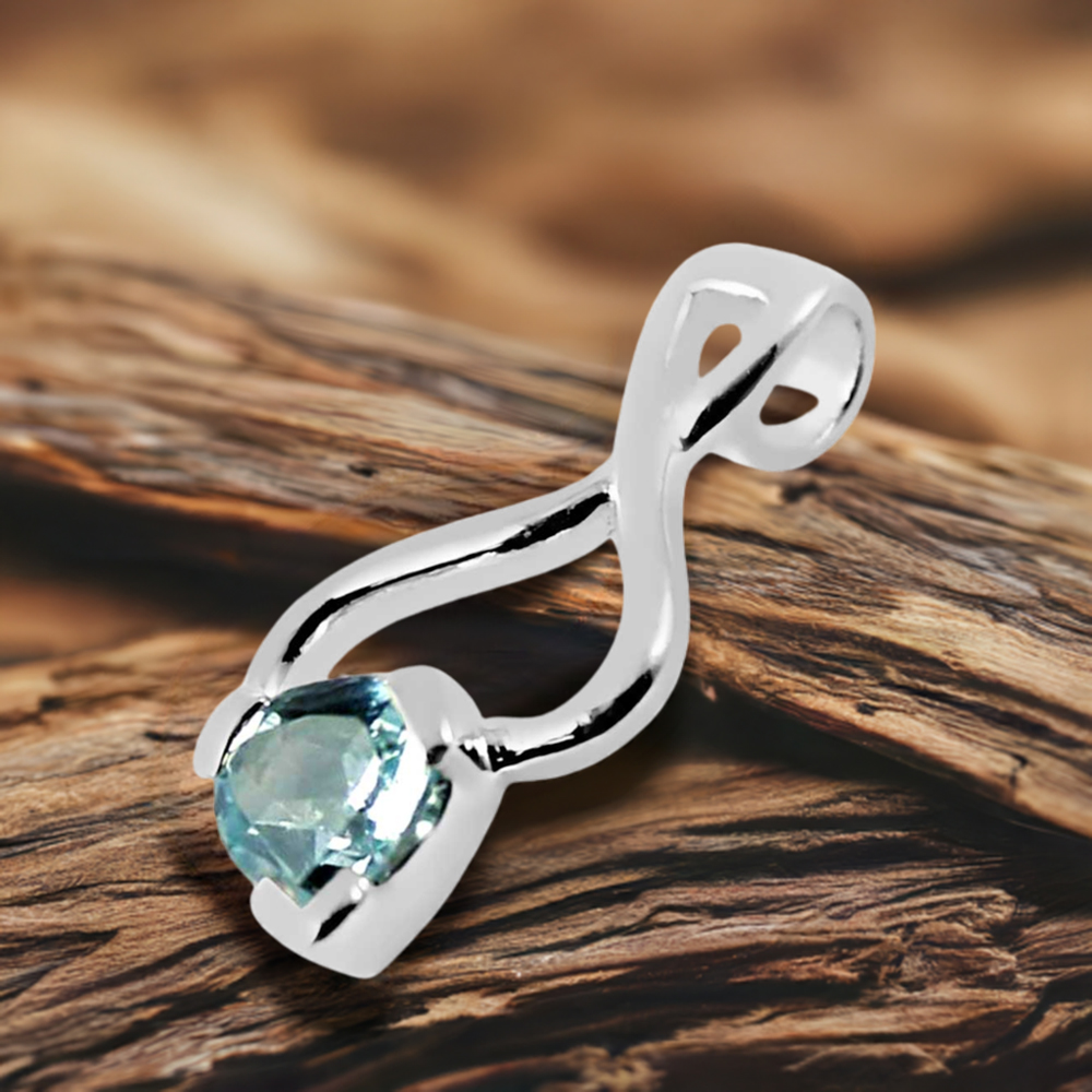 Fine Sterling Silver Pendants In Blue Topaz Gemstone Jewelry 925SP256-2