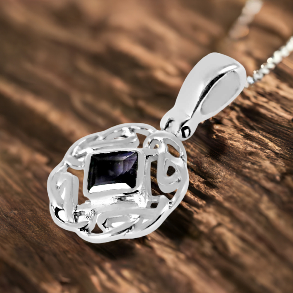 Iolite Gemstone Pendants In 925 Solid Silver Jewelry 925SP257-2