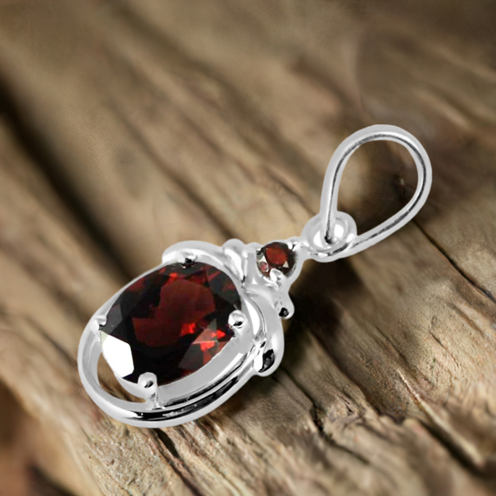 Garnet Gemstone Pendants In 925 Fine Silver Jewelry 925SP259-1