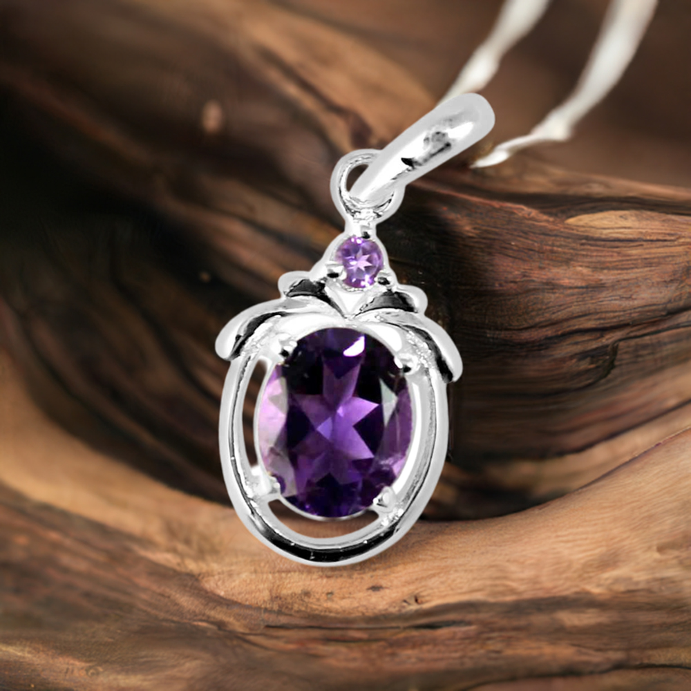 Amethyst Gemstone Handmade Pendants In 925 Sterling Silver Jewelry 925SP259-2