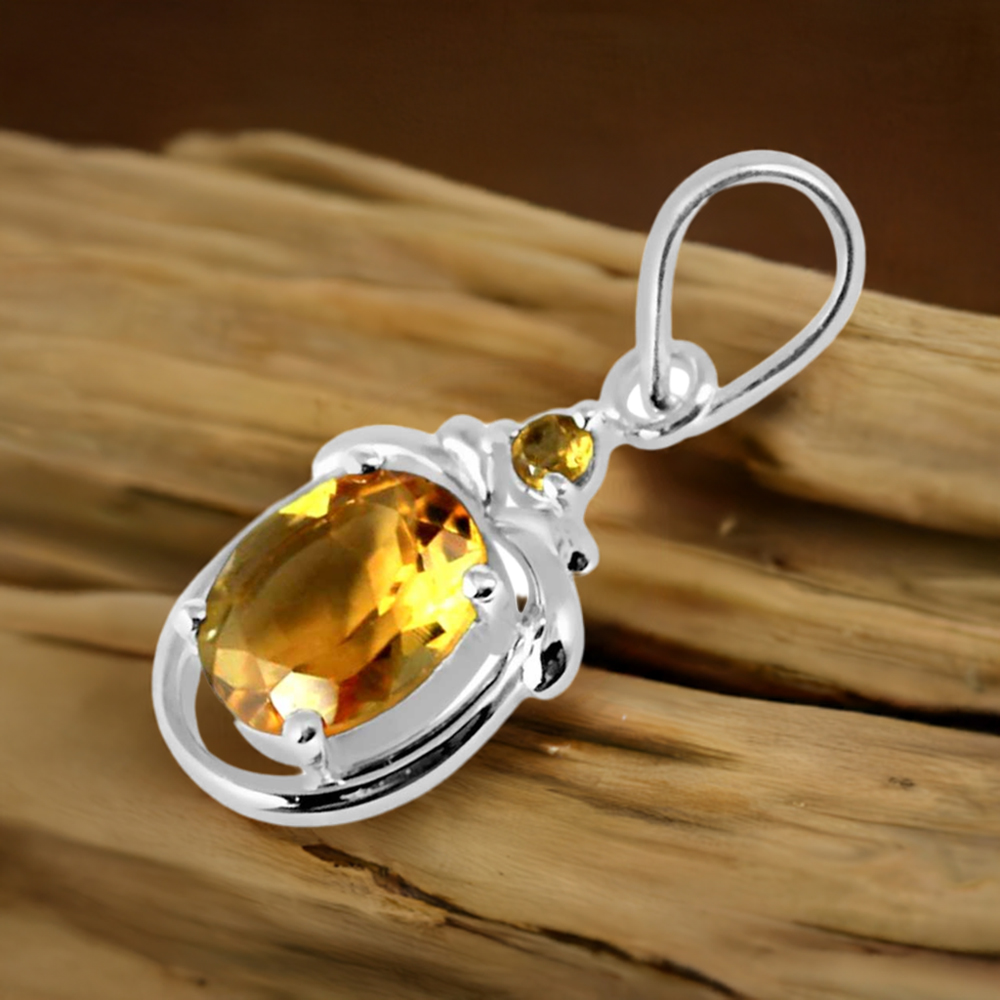 Citrine Gemstone Pendants In Fine Sterling Silver Jewelry 925SP259-4