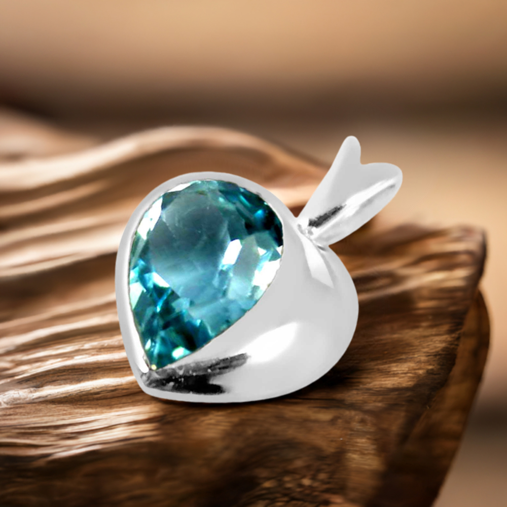 Blue Topaz Gemstone Pendants In 925 Fine Silver Jewelry 925SP260-1