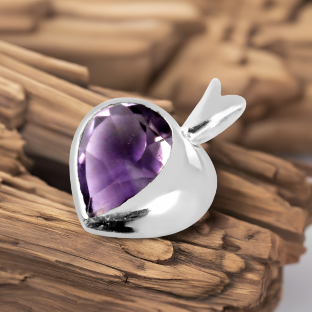 Amethyst Gemstone Handmade Pendants In Solid Sterling Silver Jewelry 925SP260-3