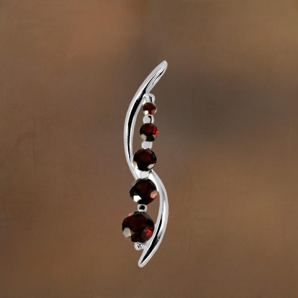 Solid Sterling Silver Pendants In Garnet Gemstone Jewelry 925SP261-2
