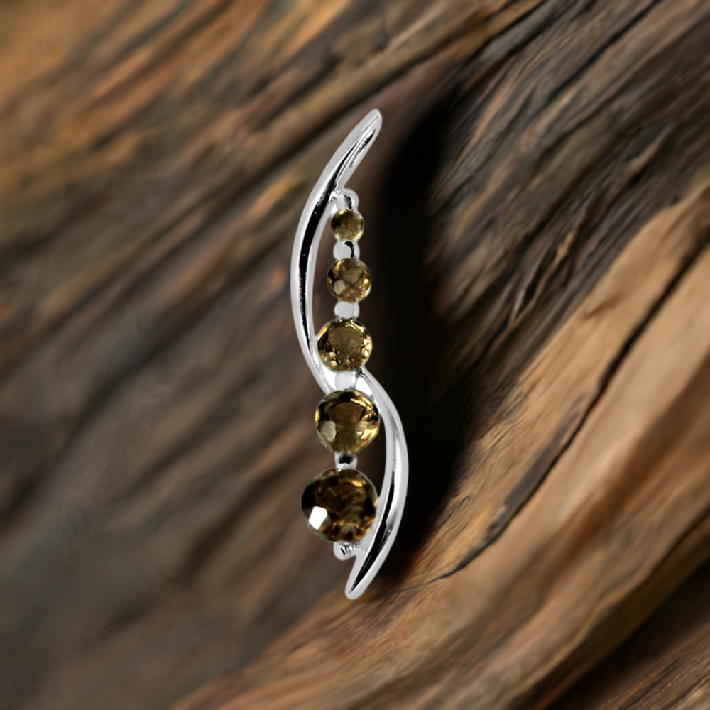 Fine Sterling Silver Pendants In Smokey Gemstone Jewelry 925SP261-3