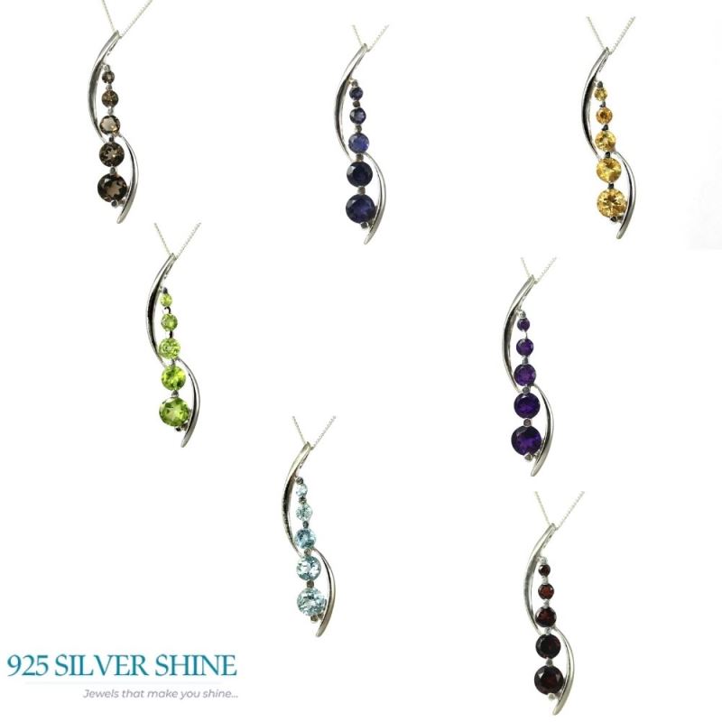 Fine Sterling Silver Pendants In Smokey Gemstone Jewelry 925SP261-3_2