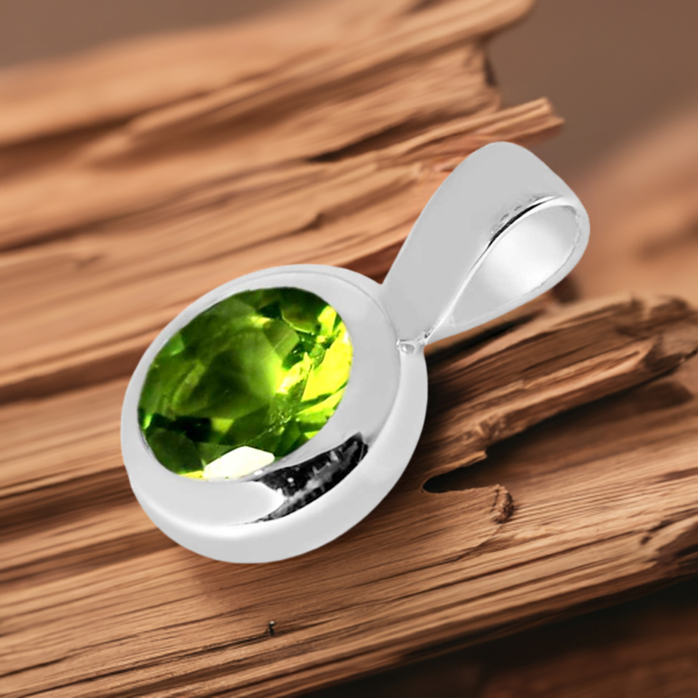 925 Solid Silver Pendants In Peridot Gemstone Jewelry 925SP262-2