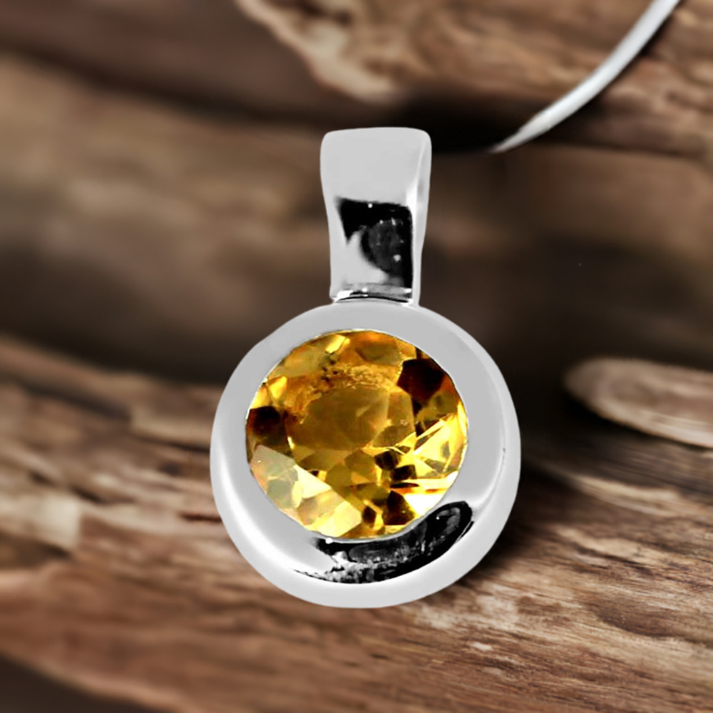 925 Fine Silver Pendants In Citrine Gemstone Jewelry 925SP262-3