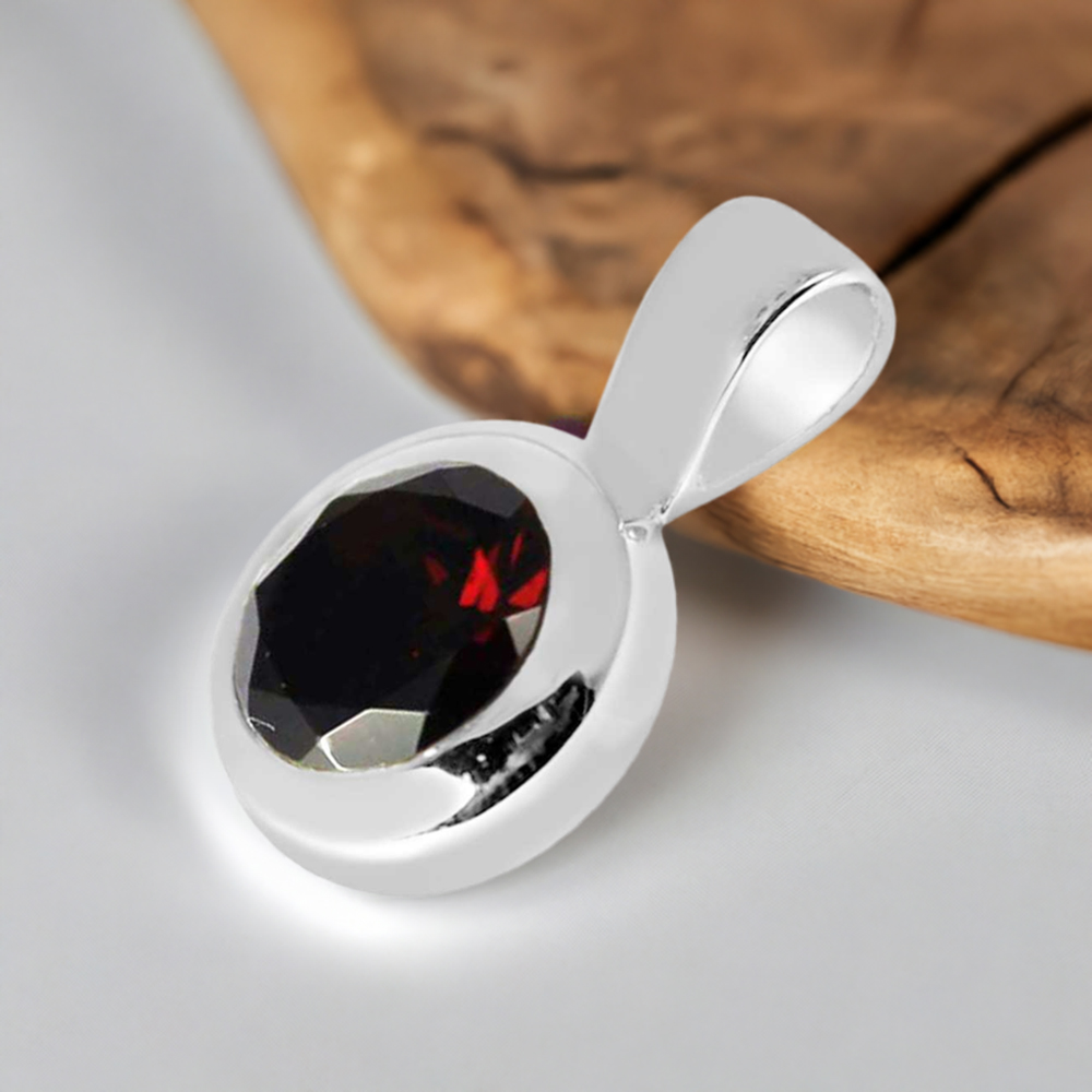 Solid Sterling Silver Handmade Pendants In Garnet Gemstone Jewelry 925SP262-5