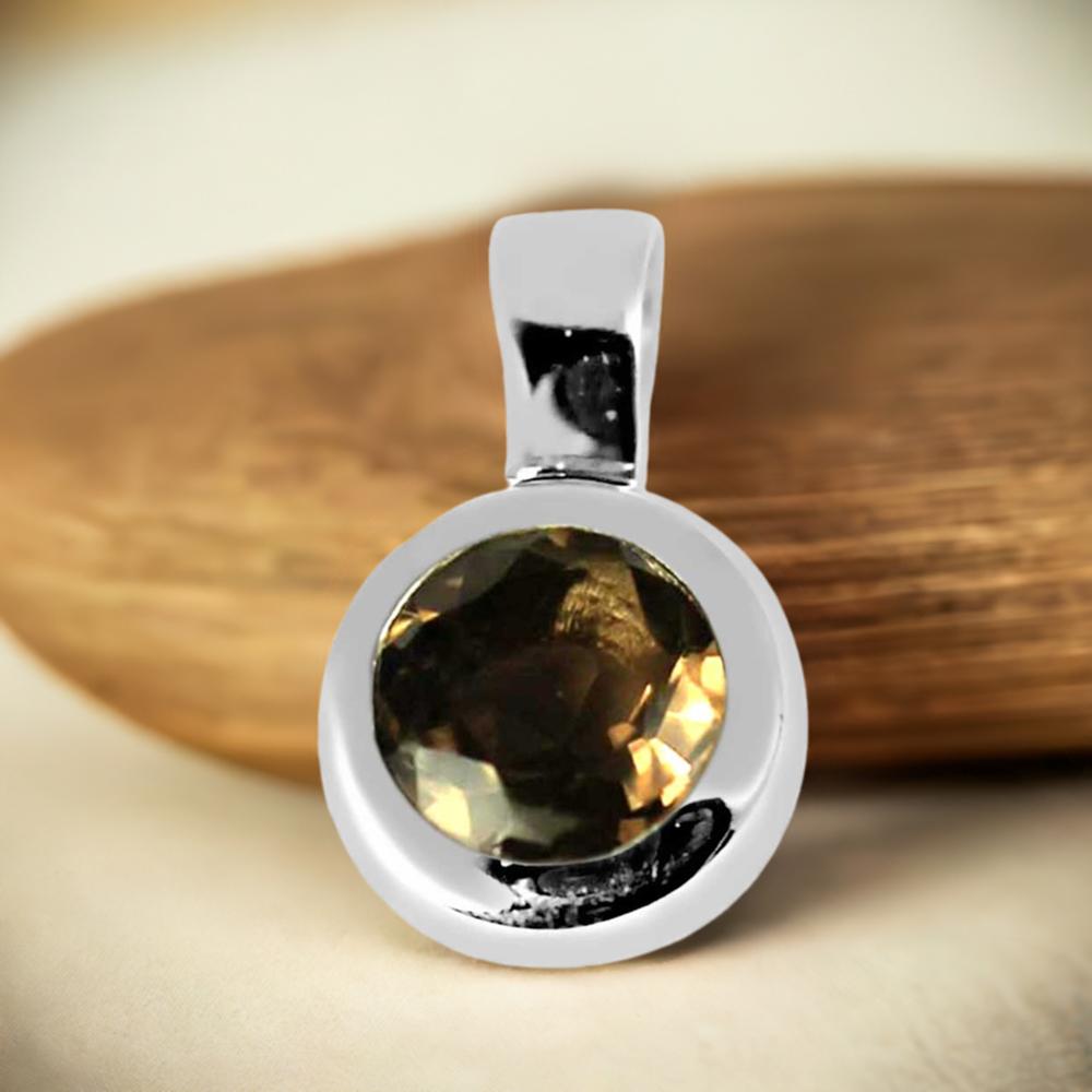 Fine Sterling Silver Pendants In Smokey Gemstone Jewelry 925SP262-6