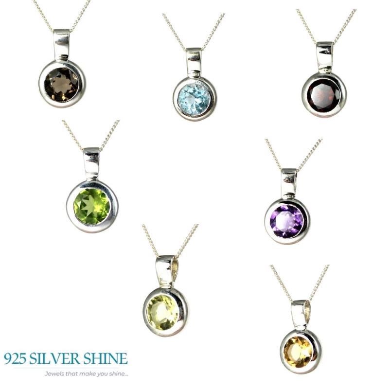 925 Solid Silver Pendants In Blue Topaz Gemstone Jewelry 925SP262-7_2