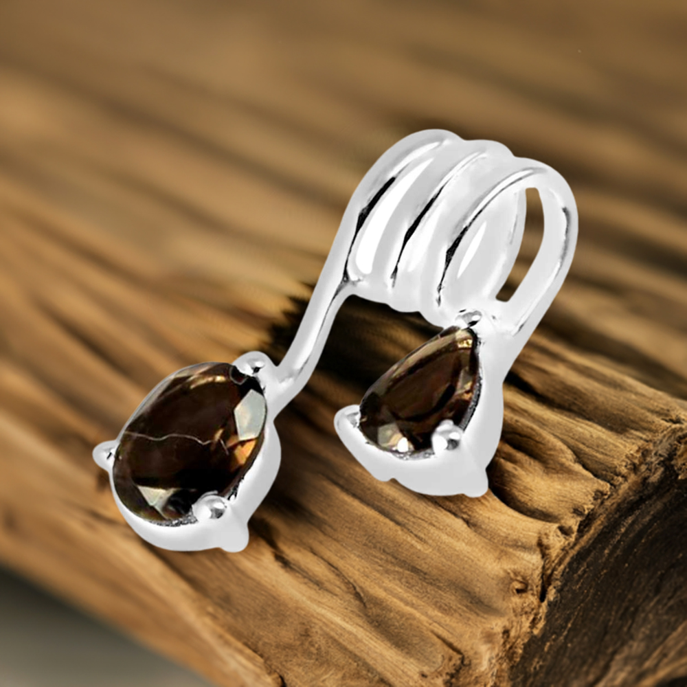 925 Sterling Silver Handmade Pendants In Smokey Gemstone Jewelry 925SP264-1