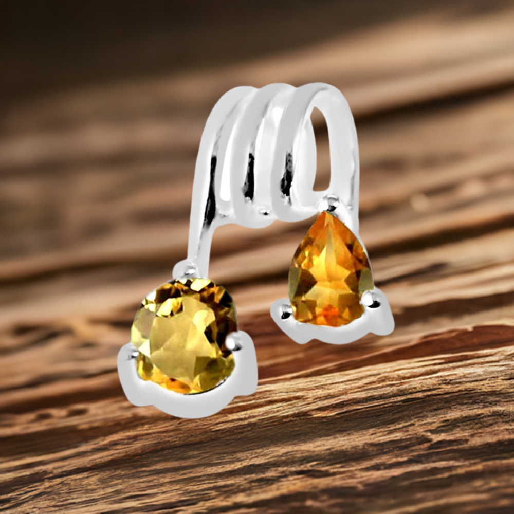 925 Solid Silver Pendants In Citrine Gemstone Jewelry 925SP264-4