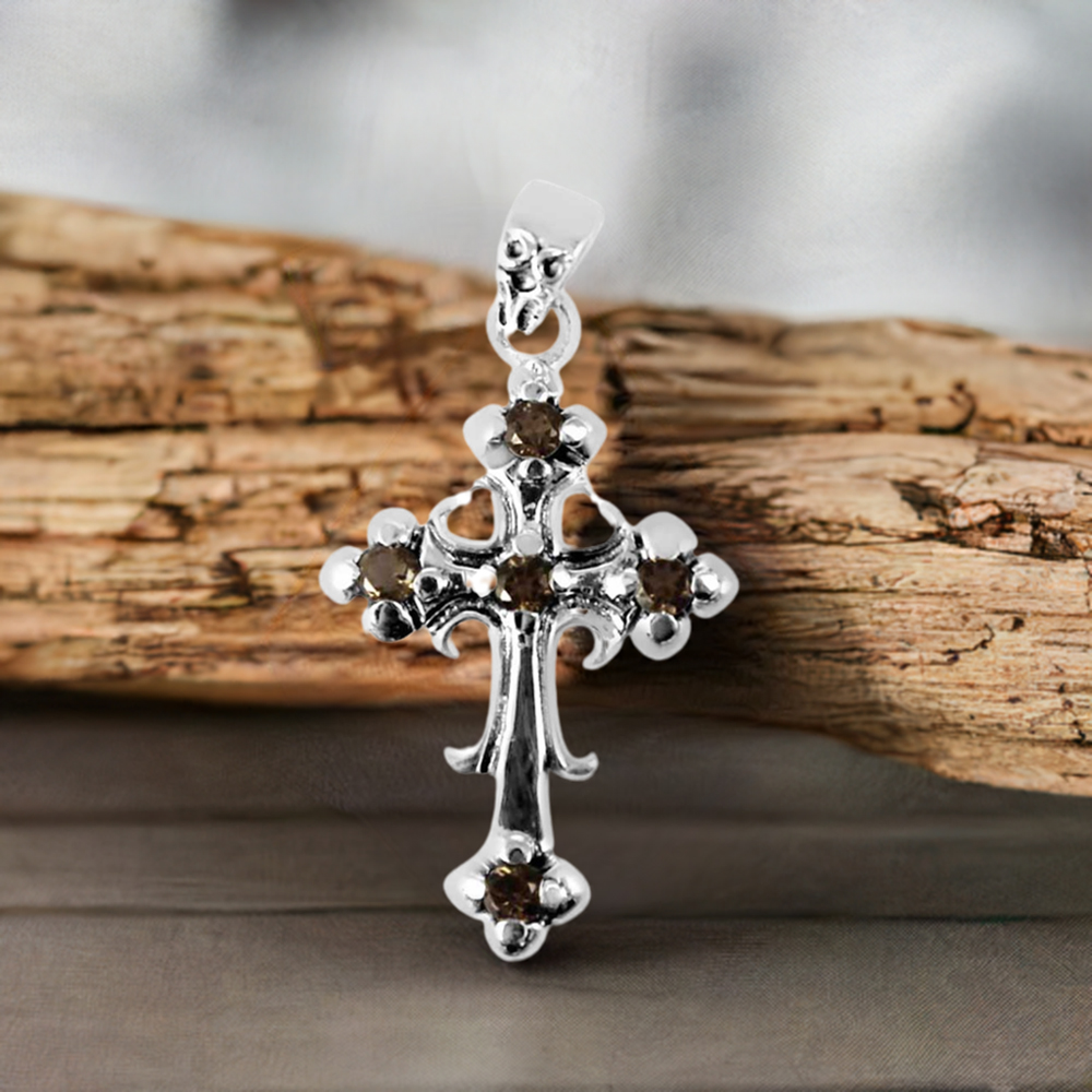 Smokey Gemstone Pendants In 925 Fine Silver Jewelry 925SP265-2