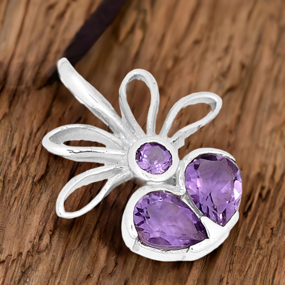 Amethyst Gemstone Pendants In 925 Fine Silver Jewelry 925SP268-1
