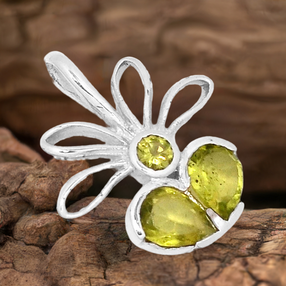 925 Fine Silver Pendants In Peridot Gemstone Jewelry 925SP268-6