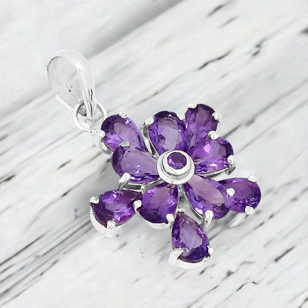 925 Sterling Silver Handmade Pendants In Amethyst Gemstone Jewelry 925SP269-1