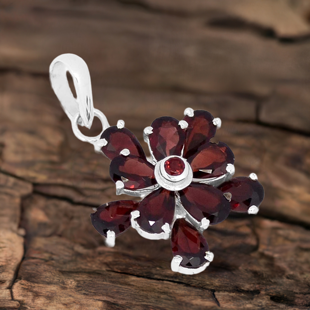 925 Solid Silver Pendants In Garnet Gemstone Jewelry 925SP269-4