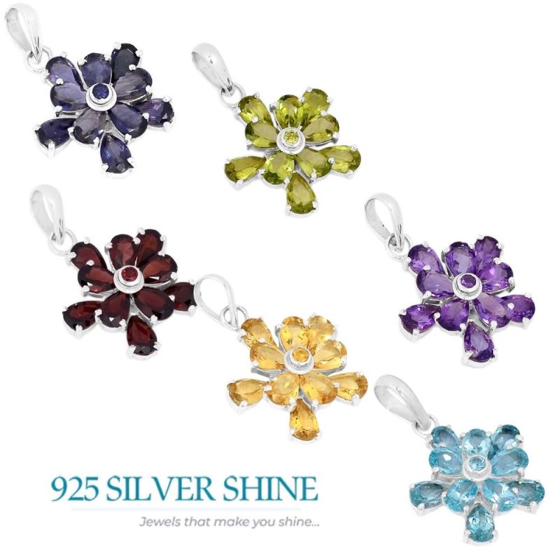 925 Solid Silver Pendants In Garnet Gemstone Jewelry 925SP269-4_3