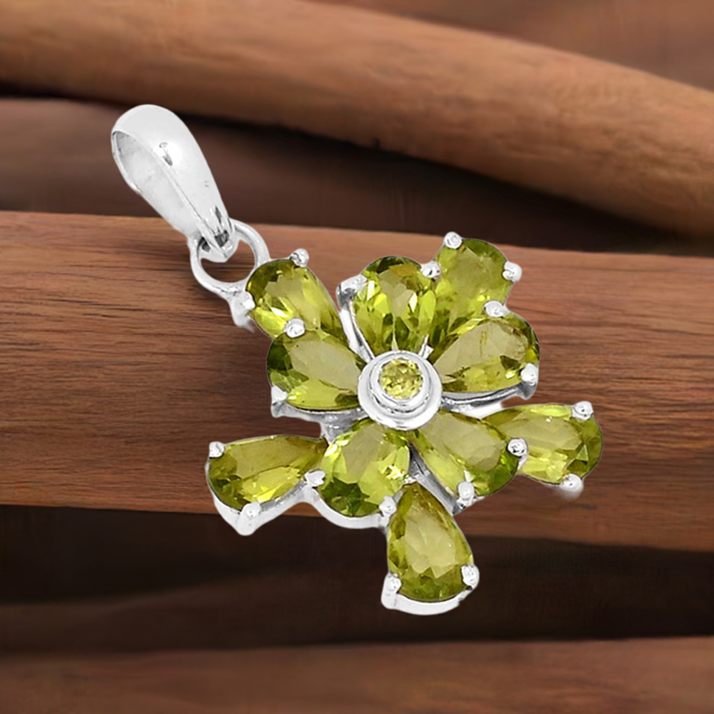 925 Sterling Silver Handmade Pendants In Peridot Gemstone Jewelry 925SP269-6