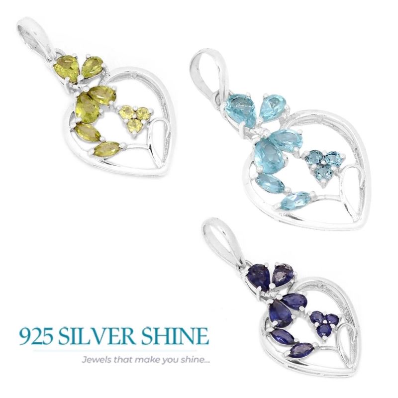 Fine Sterling Silver Pendants In Iolite Gemstone Jewelry 925SP270-2_3